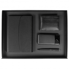 Набор подарочный Solution Prestige Quadro ( ежедневник в суперобложке, кошелек, беспроводной аккумулятор, ручка), черный Набор подарочный Solution Prestige Quadro ( ежедневник в суперобложке, кошелек, беспроводной аккумулятор, ручка), черный