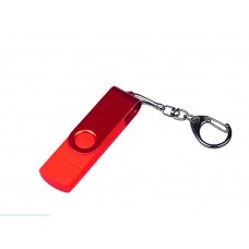 USB 2.0/micro USB/Type-С- флешка на 64 Гб 3-в-1 с поворотным механизмом