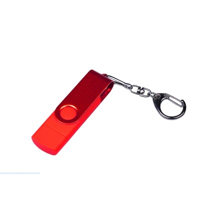 USB 2.0/micro USB/Type-С- флешка на 64 Гб 3-в-1 с поворотным механизмом